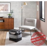 Lumisource CHR-CASPER BKGY Casper Industrial Accent Chair in Black Metal and Grey Faux Leather